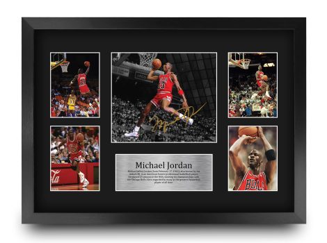 Caja de Regalo A3 con Impresiones Autografiadas de Michael Jordan, Chicago Bulls. Ideal como Regalo o Memorabilia.