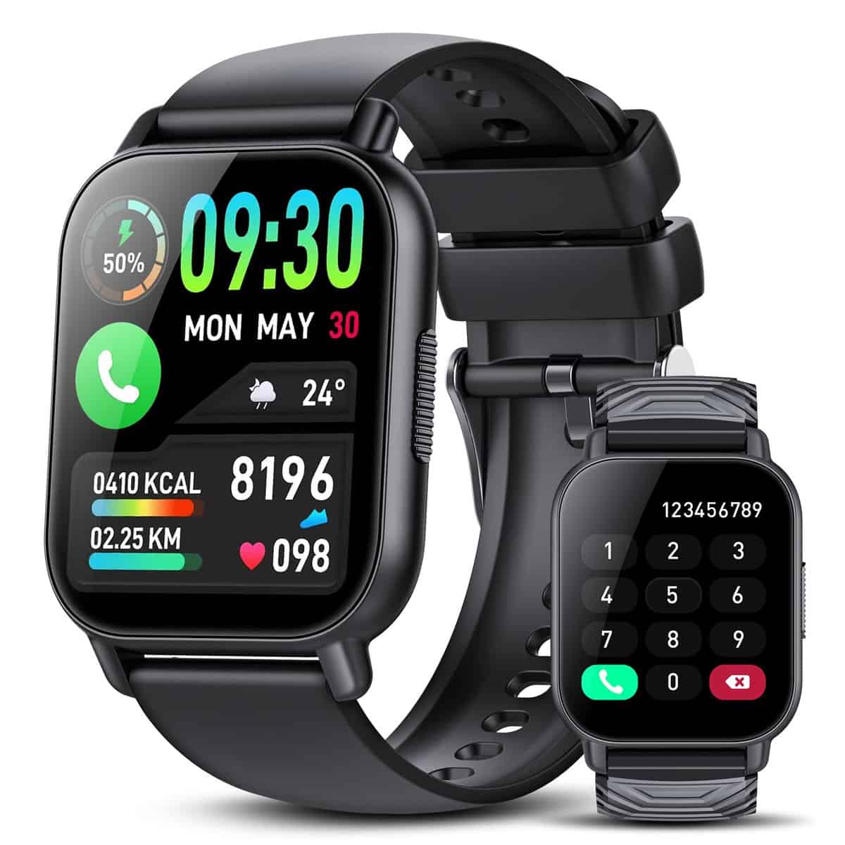 WeurGhy Reloj Inteligente Hombre Mujer con Llamadas, 1.85'' Smartwatch, Monitor de Ritmo Cardíaco y Sueño, 112 Modos Deportivos, IP68 Impermeable Pulsera Actividad para Android, iOS