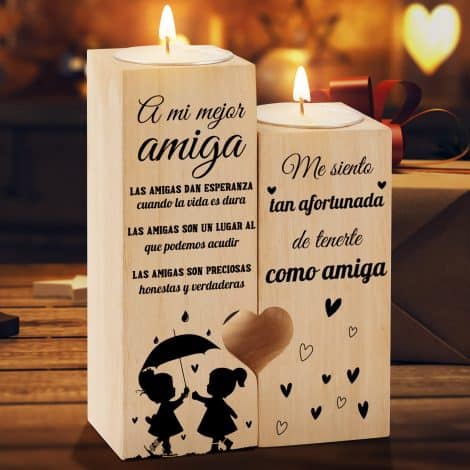 Regalo Amiga, Candelabro en forma de corazón para Navidad y Cumpleaños, Regalos Amigo en Acción de Gracias.