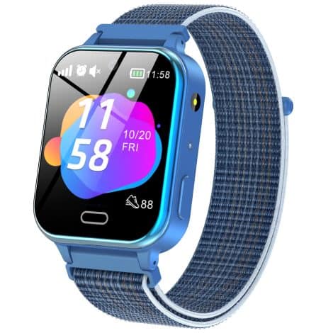 Reloj inteligente SEVGTAR Cuentos de Hadas, Smartwatch para niños, juegos, dibujo, SOS, podómetro, despertador, regalo cumple, azul.