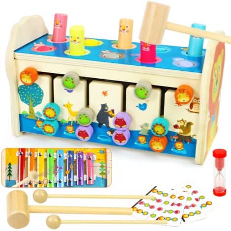 Set de juguetes Montessori para niños y niñas de 1 a 2 años, con xilófono y martillo.