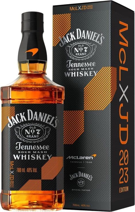 Whisky Jack Daniel’s Tennessee Old No.7, 40% Volumen de Alcohol, Edición McLaren Botella y Caja.