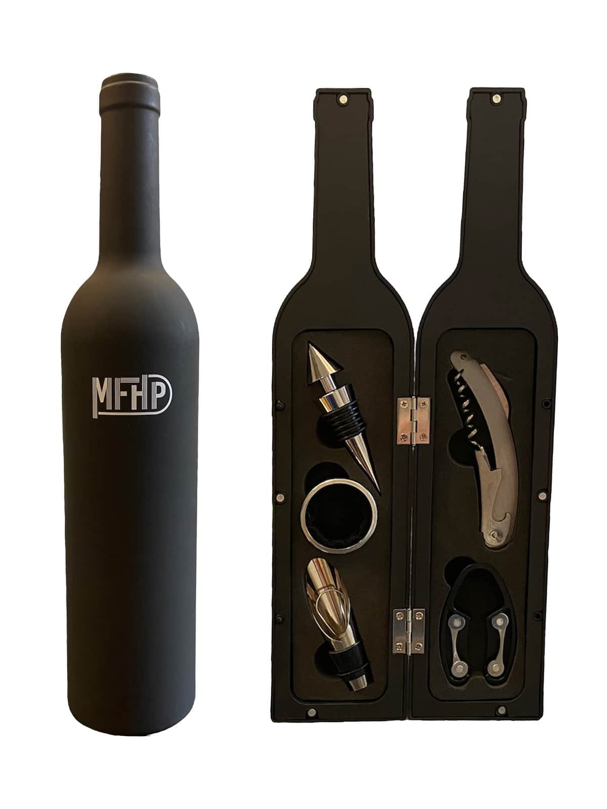Juego de regalo de accesorios para abrebotellas de vino de lujo - Sacacorchos con corta cápsulas, anillo de goteo, vertedor y tapón de vino - Decoración para piso, casa y oficina - Regalos originales