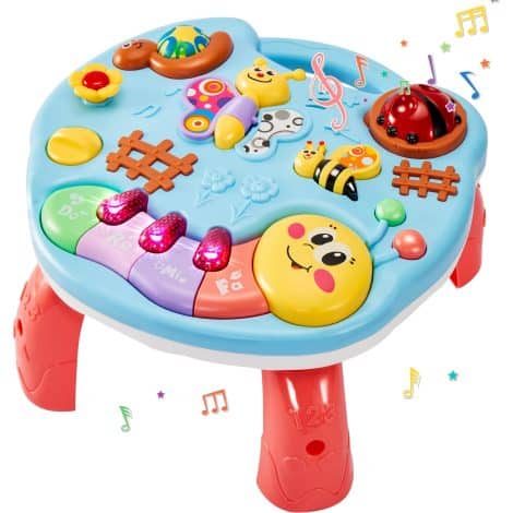 Mesa de actividades musical para bebés, mesa de aprendizaje educativa y regalo para niños de 18 meses a 2 años.