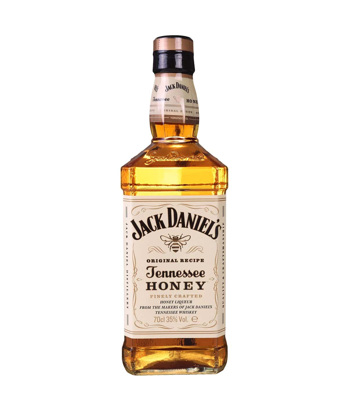 Jack Daniel's Honey Whiskey, Combina Jack Daniels Tennessee Whiskey y un Toque de Miel, Sabor Caramelo, 35% Vol. Alcohol, 700ml