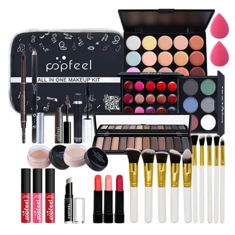 Kit de Maquillaje Profesional RoseFlower, completo set de cosméticos para mujeres y niñas en un práctico estuche de viaje.