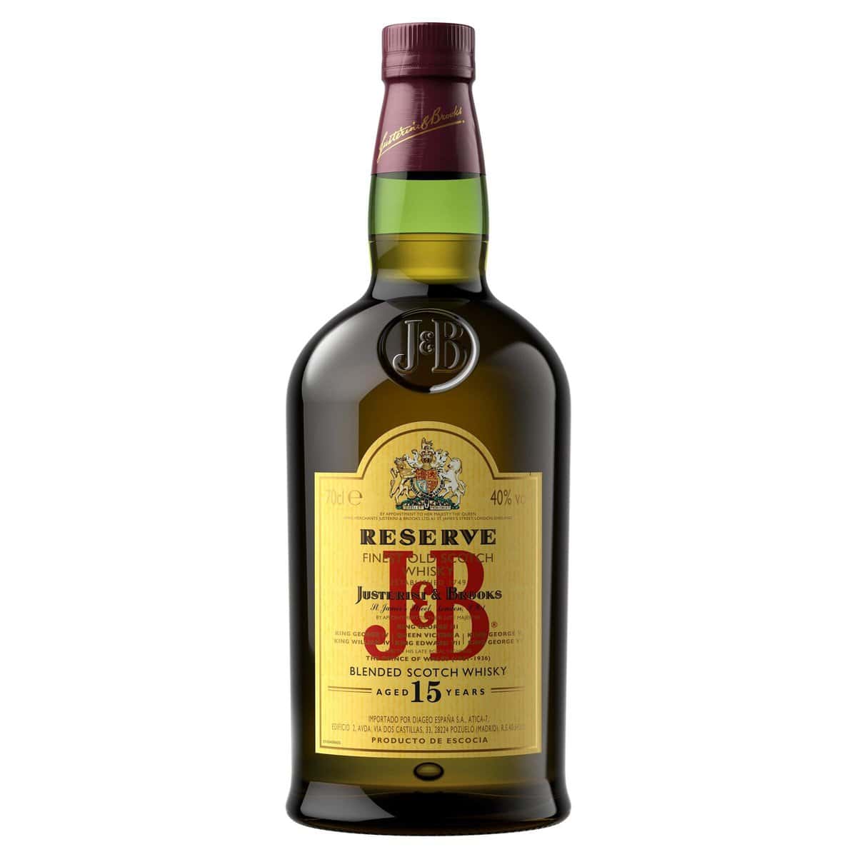 J&B Reserve Aged 15 Years, whisky escocés blended, 700 ml