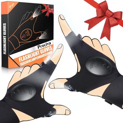 Guantes con luz LED para el Día del Padre – Preciva Regalos para hombres – Regalos innovadores para pescar y trabajar – Ideales para cumpleaños, Navidad y más.