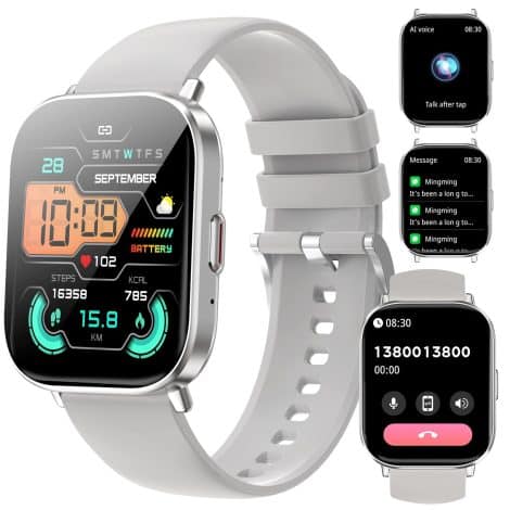 Fitonus Smartwatch Mujer Hombre con Llamadas, Asistente Vocal, Sueño, Pulsómetro, 123 Modos Deportivos, Impermeable IP68.