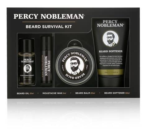 Kit completo para el cuidado de la barba Percy Nobleman, con aceite perfumado, bálsamo, cera y suavizante.