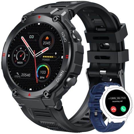 Reloj Inteligente NONGAMX para hombre con llamadas. Ideal para fitness, running, resistente al agua y compatible con Android iOS.