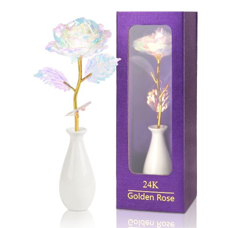 Rosa Eterna ADAZ 24K, Regalos Originales para Mamá, Mujer, Novia, Esposa en San Valentín, Día de la Madre, Aniversario, Navidad, Boda, Decoración con Flores Artificiales.