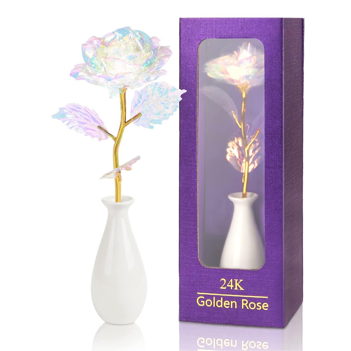 ADAZ Rosa Eterna 24K, Rosa Cumpleaños Regalos Originales para Mama Mujer Novia Esposa en Día de San Valentín, Día de la Madre, Aniversario, Navidad, Boda, Artificial Flores Decoración