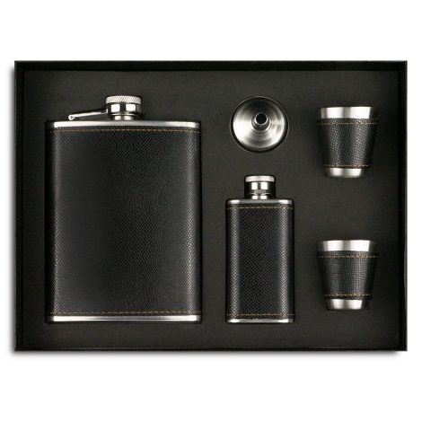 Set de petaca de acero inoxidable para hombres, 8 oz, ideal para bares, fiestas, acampadas, barbacoas. Portátil y en color negro.