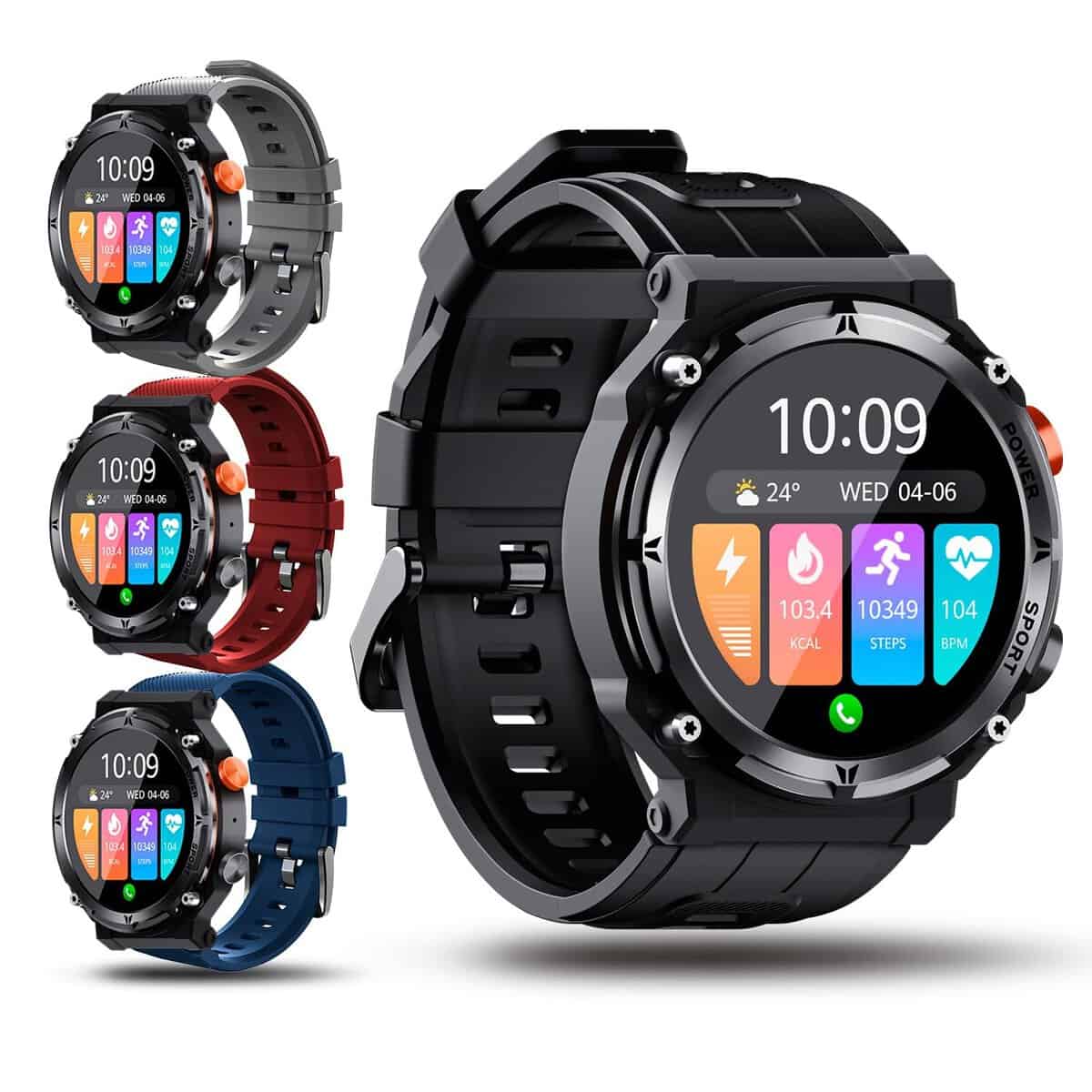 MAPEKS® Reloj Inteligente Hombre C21PRO 2024 smartwatch Hombre 3 Corea Extra y 5 Protector Pantalla | Relojes Inteligentes con Llamadas Deportivo Militar | Relojes Inteligentes Hombre | smartwatch