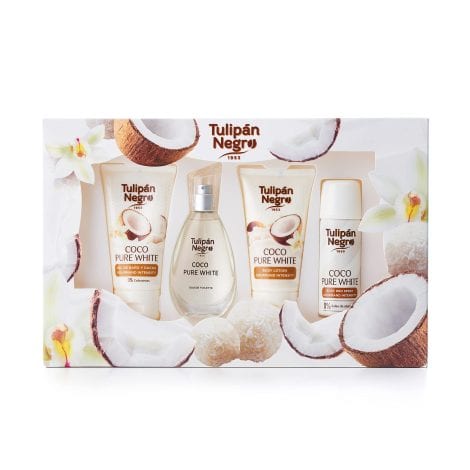 Tulipán Negro, Set de regalo líquido, Coco Puro Blanco.