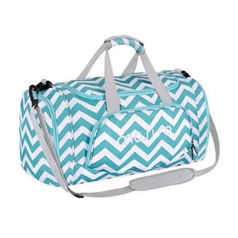 Bolsa de deporte MOSISO con compartimento para zapatos, bolso Chevron para gimnasio, viajes y fin de semana. Color azul llamativo.