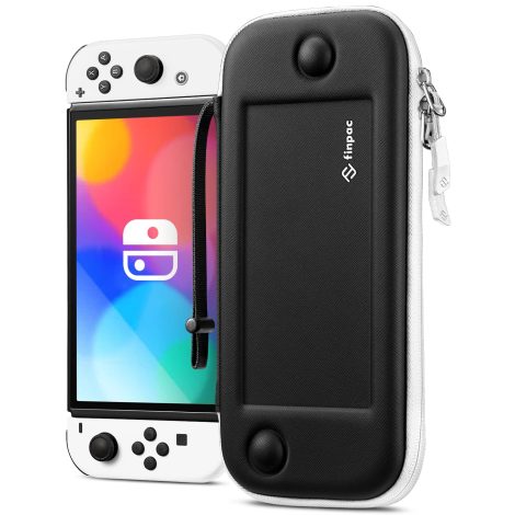 Funda ultrafina para Nintendo Switch/Switch OLED (2021) con 10 ranuras para tarjetas y correa de mano. (*Negro)