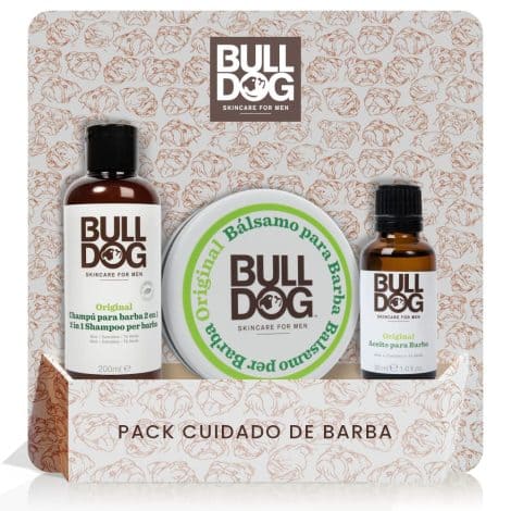 Pack de cuidado para barba con productos naturales BULLDOG Skincare – Champú y bálsamo 2 en 1, aceite.