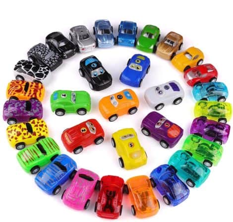 Juguetes de plástico educativos Funmo: Coches, Camiones y Go Mini Cars; set de 32 camiones para niños de 1 a 4 años.