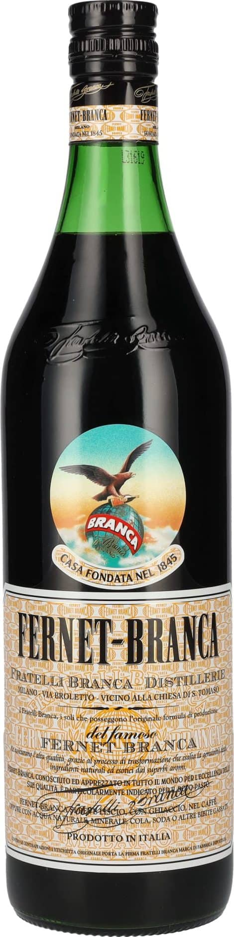 Fernet-Branca 1l con 39% de Graduación Alcohólica por Volumen.