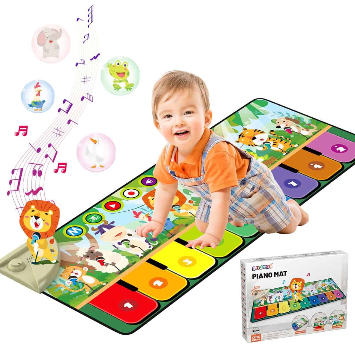 Rodzon Alfombra Musical Piano Bebe con 10 Animales,Juguetes niños 1 2 3 Años,Regalo Bebe,Alfombra de Juegos Bebe 9 Melodias 19 Canciones,Regalos Cumpleaños Navidad para Niños Niñas 1 2 3 Años