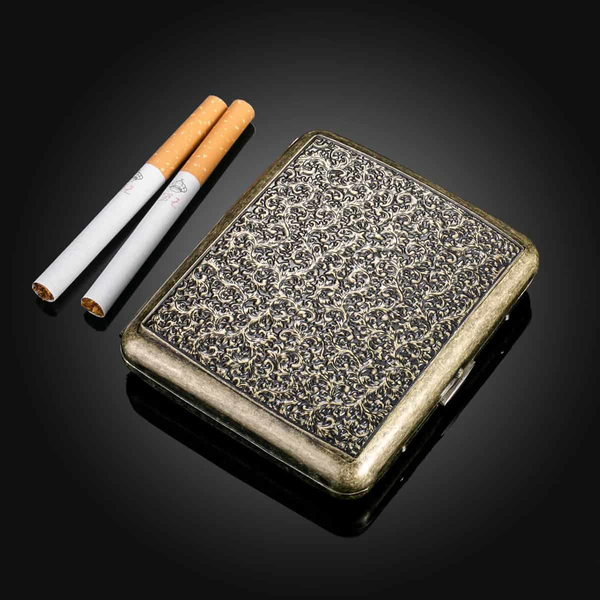 pitillera vintage hombre metal retro pitillera hombre pitillera antigua 20 cigarrillos acero inoxidable pitillera para hombre pitillera hombre con caja de regalo