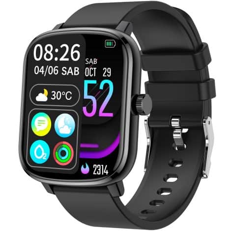 Reloj inteligente Popglory 110+, ideal para deporte, con pulsómetro, podómetro y monitor de salud. ¡Regalo ideal!