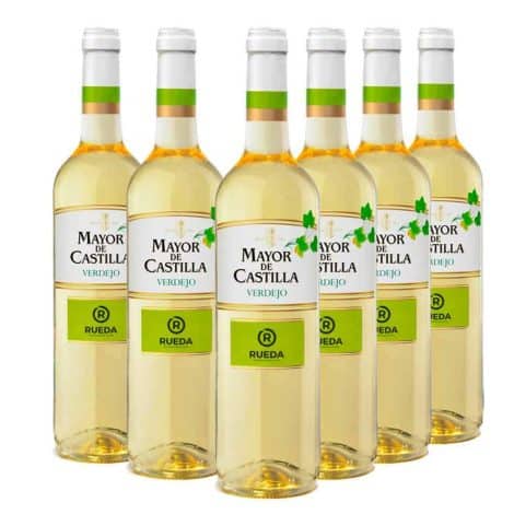 Pack de 6 botellas de vino blanco Mayor de Castilla Verdejo, denominación de origen Rueda.