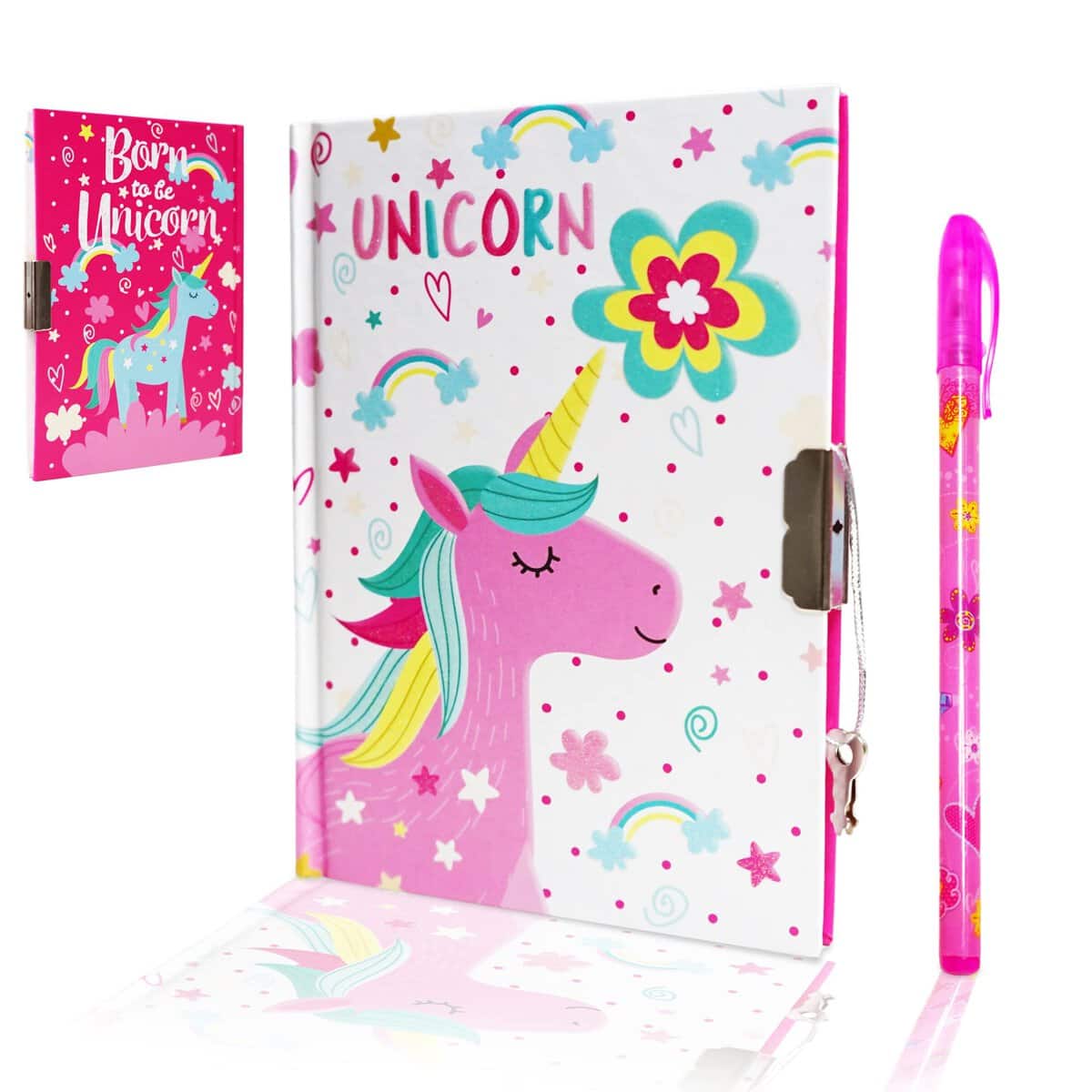 TICELY Diario Secreto Niña de Unicornio | Papelería Bonita para Regalo Niña | Libreta Pequeña Infantil con Candado y Bolígrafo para Escribir y Dibujar | Cuaderno Unicornios para Niñas Soñadoras
