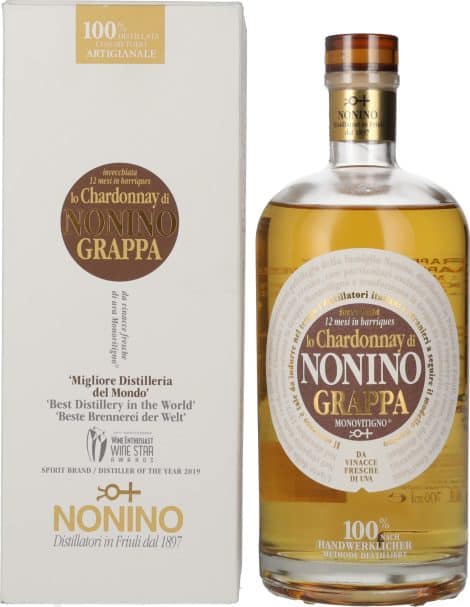 Grappa de Chardonnay monovarietal de Nonino con regalo de una botella de 700 ml.