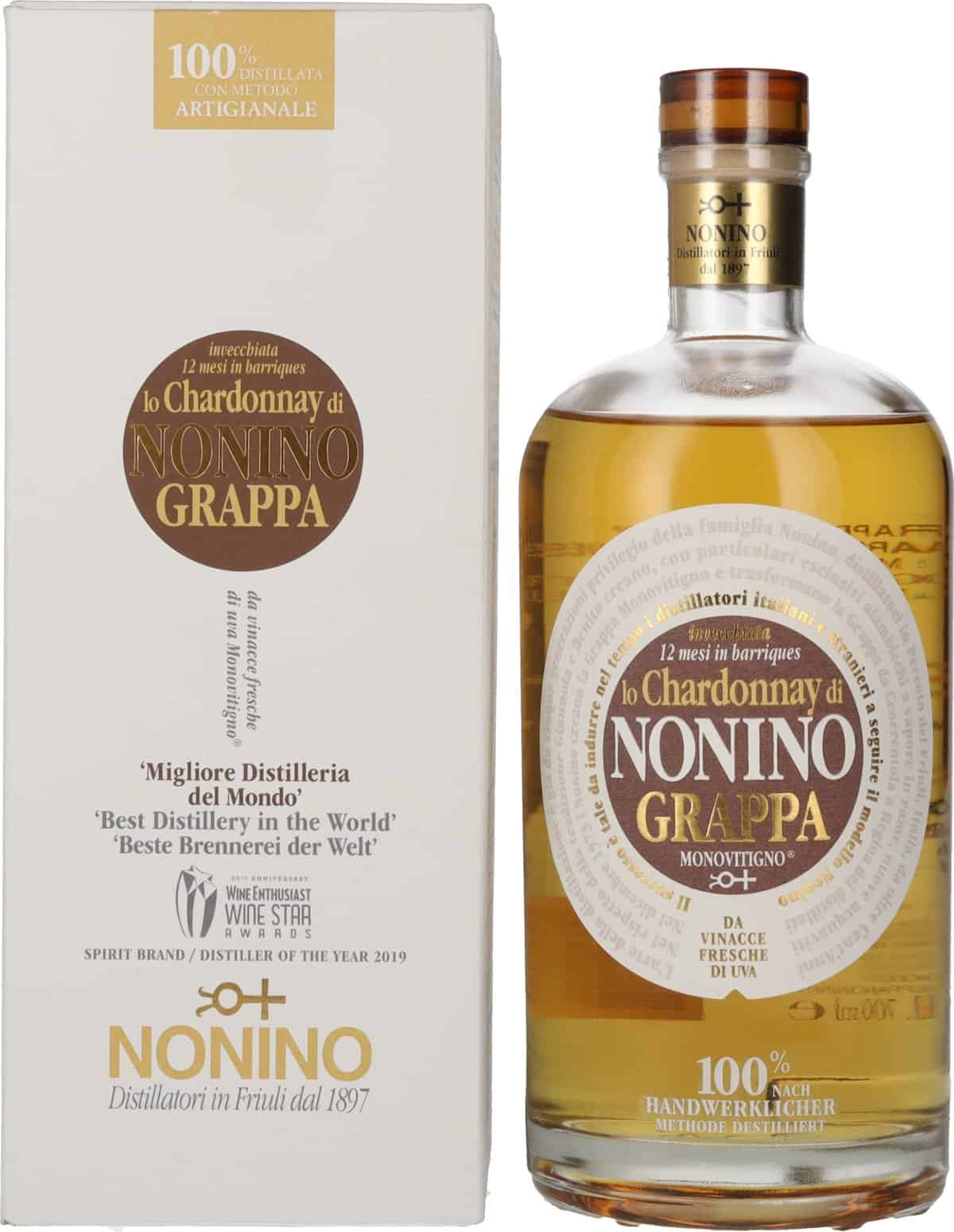 nonino Chardonnay monovit igno grappa con Regalo del paquete, 700 ml