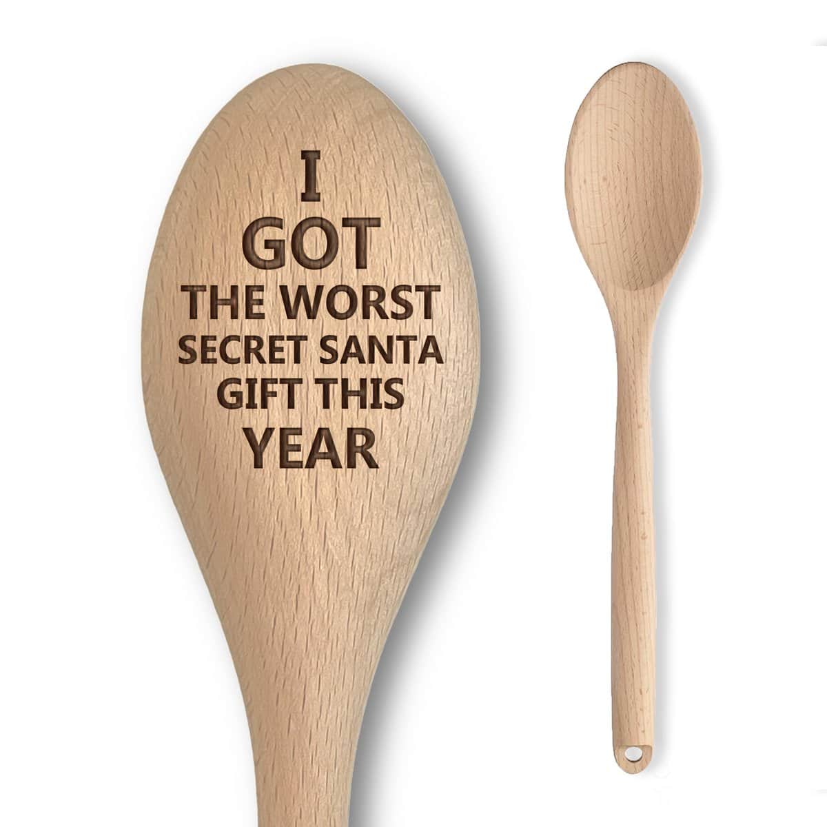 Cuchara de madera grabada  Divertido regalo grosero de Papá Noel secreto para adultos  'I Got The Worst Secret Santa Gift This Year'  Regalo asequible y divertido para hornear  Ideal para hombres