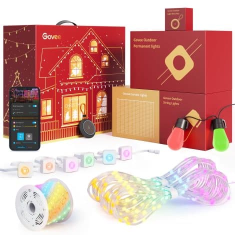 Conjunto de Luces LED Navideñas Govee Plus, con Cortina, Guirnalda, Luces Exteriores y Control APP Alexa.