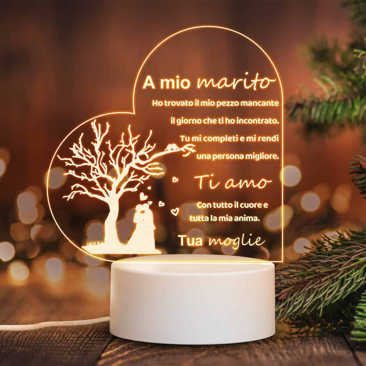 HooJtny Regalo para marido cumpleaños, regalo para esposa, luz nocturna LED para marido, regalos de cumpleaños, boda de aniversario para marido