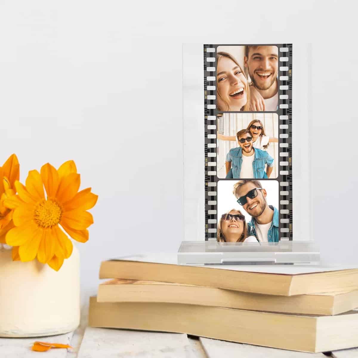 Transparent Gift Placa Carrete de Fotos Personalizada. Cuadro de Metacrilato Negativo Fotos con 3 Recuerdos. Regalos originales para Hombres, Mujeres, Novios, Novias, Parejas, Aniversarios