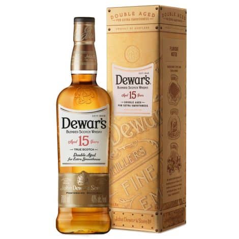 Whisky escocés Dewar’s 15 años con estuche de regalo, Reserva Especial, madurado en barricas de roble, suave con toques de miel y caramelo. 40% Vol., 70cl/700ml.