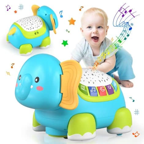 Proyector Musical Elefante Lehoo Castle, Juguetes Interactivos para Bebés 1-3 años con luces y música relajante.