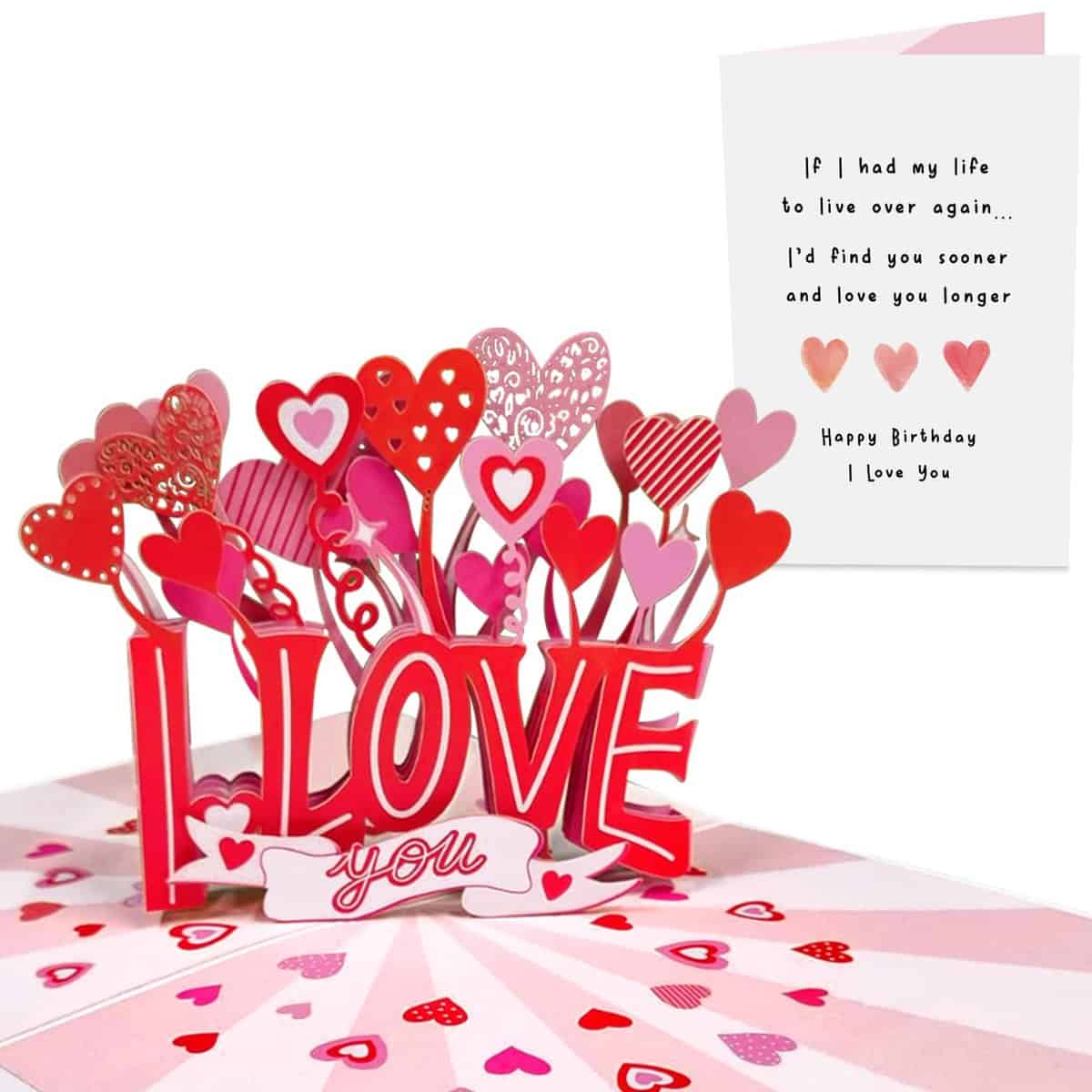 Central 23 Tarjeta de cumpleaños Pop Up  Tarjeta de amor  Love You Longer  tarjetas emergente de felicitación 3D para hombre mujer  Regalo para marido esposa novio novia pareja