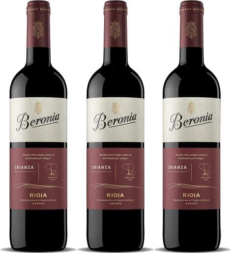 Beronia Crianza – Rioja D.O.Ca. – 3 botellas de 750 ml – Total: 2250 ml de vino tinto.