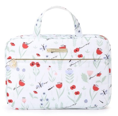 Bolsa de Aseo Floral, Neceser de Viaje Grande con Colgador, Organizador Impermeable de Cosméticos para Mujeres.