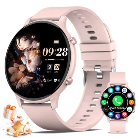 Reloj inteligente para mujeres con llamadas, pantalla de 1.39 pulgadas, múltiples modos deportivos y notificaciones de Whatsapp. Compatible con Android e iOS.