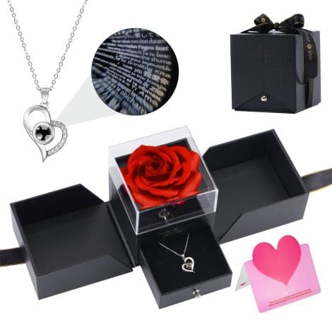 Caja de Amor con Collar de Corazón, Regalo Romántico para Mujer en Cumpleaños, San Valentín, Aniversario, Día de la Madre