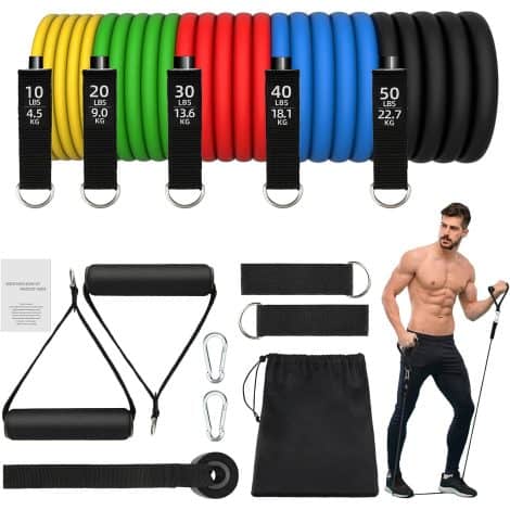 Kit de 12 Bandas Elásticas Crossfit 150 lbs para Entrenamiento Muscular en Casa, Yoga y Gimnasio.