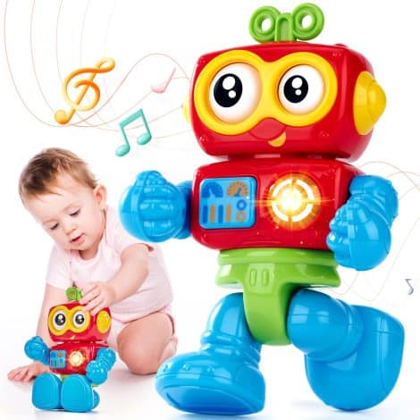 Robot de juguete interactivo para niños de 1 a 3 años, con música, luces y sonidos.