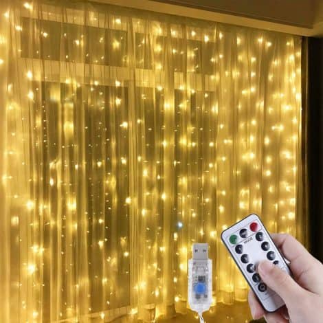 Cadena de Luces USB Anpro con 300 LEDs, 8 Modos, Blanca Cálida, 3×3 m.