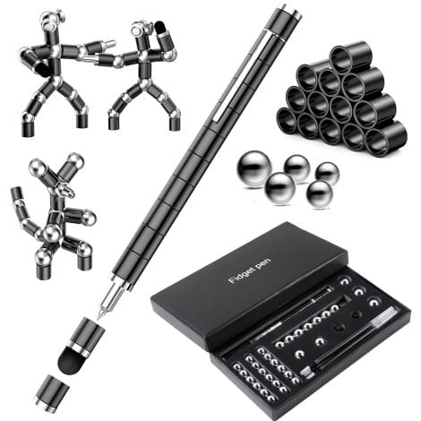 Set de bolígrafos magnéticos OSDUE 56 piezas en caja de regalo negra, juguete antiestrés, ideal para todos.