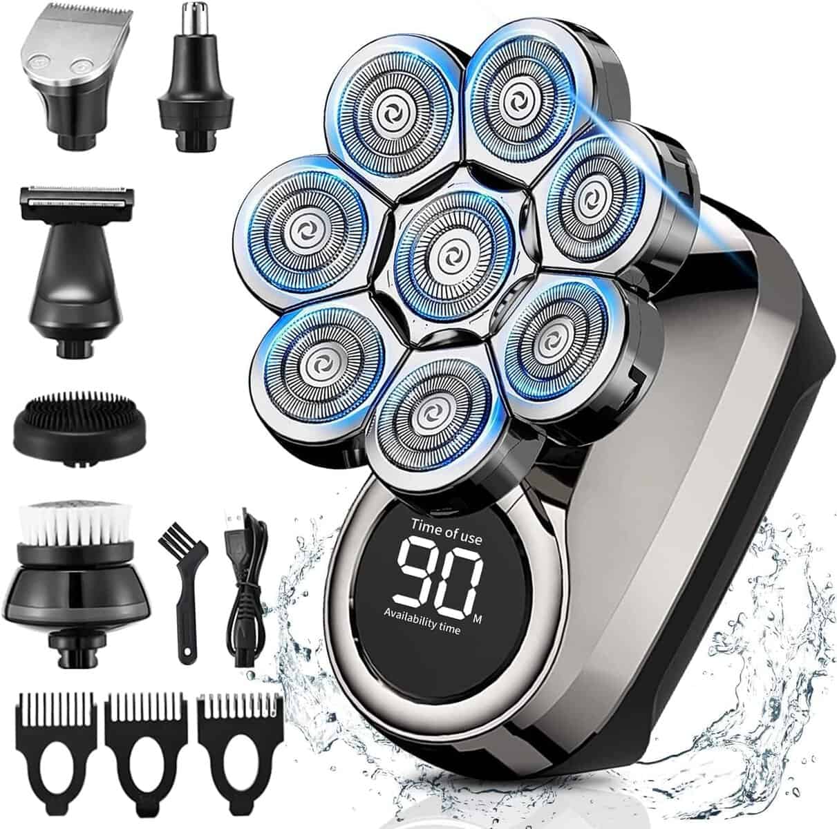 Lovcoyo Afeitadora eléctrica para hombre, afeitadora calva para hombre de 0,0 mm, resistente al agua, kit de cuidado de la barba en húmedo y seco, juego de cuidado de la barba para hombres,