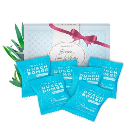 Conjunto Eucalipto WALTZ 7 Baño Bombs, Ducha Acc. Aceite Esencial, Aromaterapia, Relax y Cuidado – Regalo Mujer, Mamá, Cumpleaños, Pack 6.