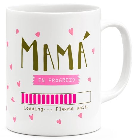 Taza “Mamá En Progreso” para una madre embarazada, regalo original para mujeres embarazadas o primerizas. Ideal para el desayuno en el día de la madre.